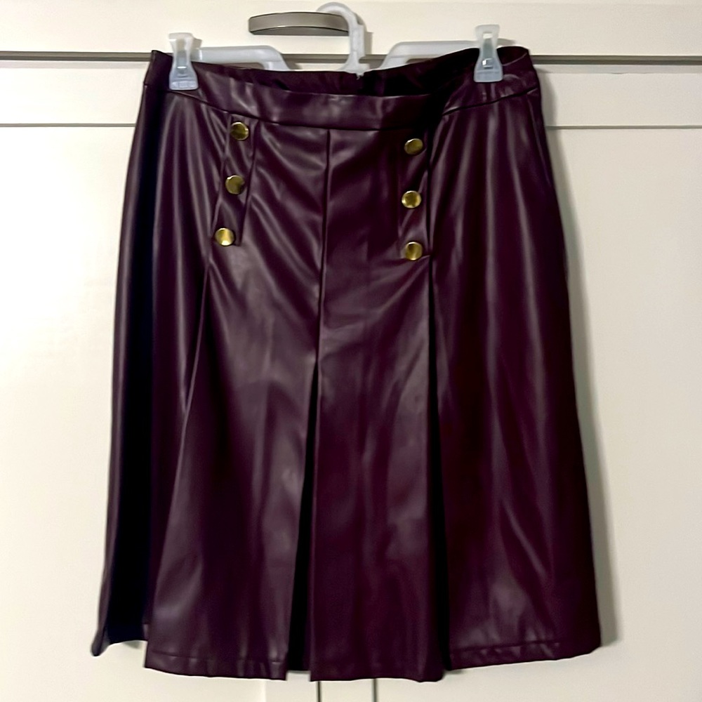 Burgundy Faux Leather Skirt